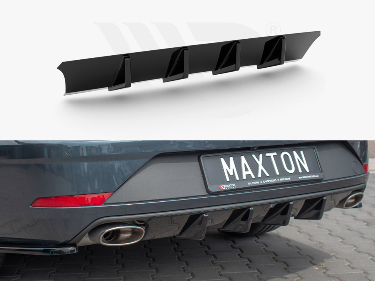  for SEAT Leon Mk3.5 Custom Rear Diffuser Diffusor Gloss Black  Dual-Single Out 2017-2020 Big Shark Fin Bumper Cover Lower Lip Spoiler  Valance Protector Factory Outlet : Automotive