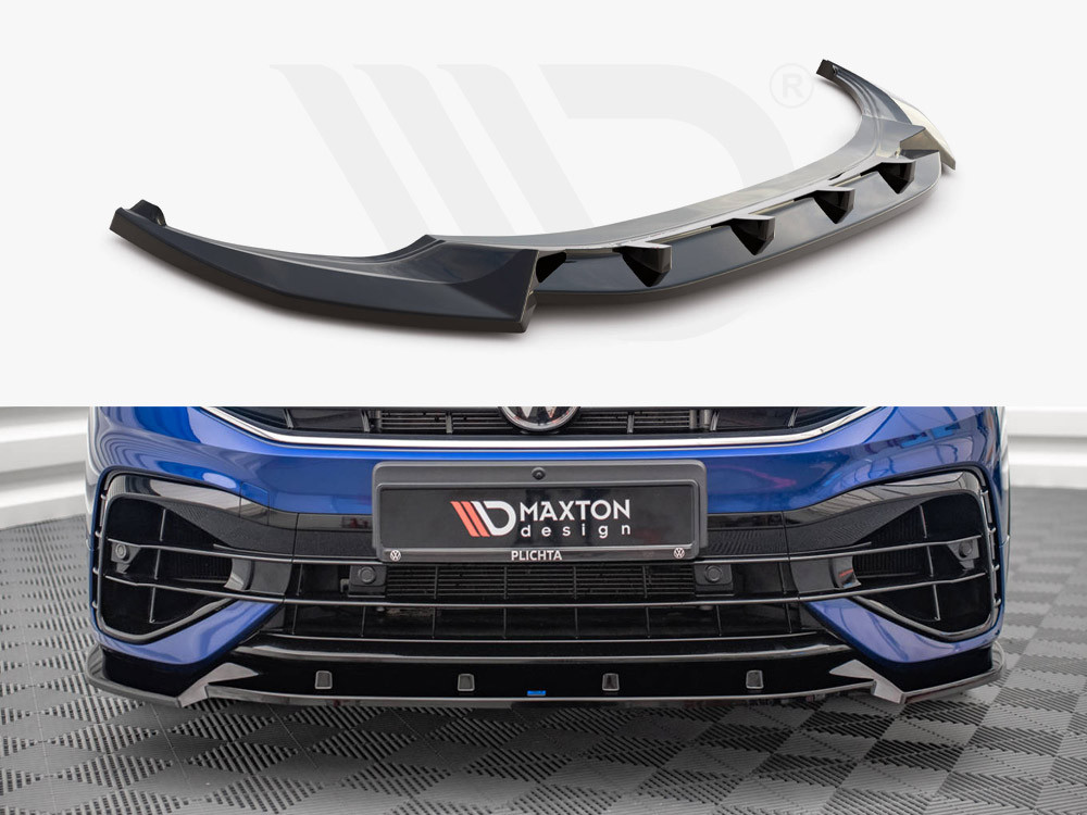 For VW Tiguan Mk2 R-Line Front Diffuser Splitter Maxton Design Gloss Black ABS