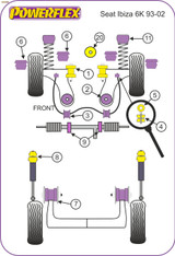 Powerflex Heritage Power Steering Rack Mount - Ibiza MK2 6K (1993-2002) - PFF85-233H