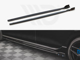 Maxton Design Gloss Black Side Skirts Diffusers (+Flaps) V.2 VW Golf R Mk8 (2020-)
