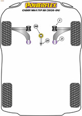 Powerflex Front Wishbone Rear Bushes, Caster Adjustable - Caddy MK4 (06/2010 - ON) - PFF3-902G