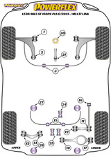 Powerflex Track Rear Upper Wishbone Outer Bushes - Leon MK3 5F 150PS plus (2013-) Multi Link - PFR85-513BLK