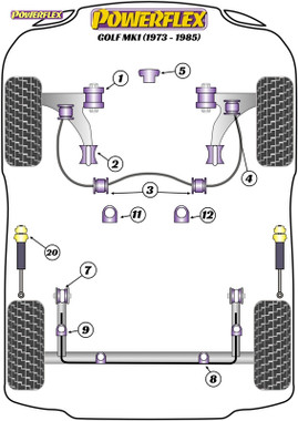 Powerflex Heritage Steering Rack Mount - Golf MK1 (1973 - 1985) - PFF85-229H