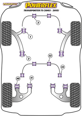 Powerflex Rear Anti Roll Bar Bush to Arm 22mm - T5 Transporter inc. 4Motion (2003-2015) - PFR85-1313-22