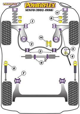 Powerflex Heritage Power Steering Rack Mount - Vento (1992 - 1998) - PFF85-233H