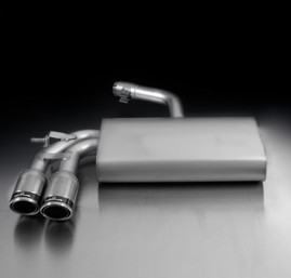 Remus Rear Silencer Left with 2 tail pipes - 84 mm Carbon Race, angled, carbon ring - Scirocco Mk3 2.0 TDI 2008-