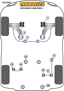 Powerflex Rear Tie Bar to Chassis Front Bushes - Ateca Multi-Link (2016-ON) - PFR85-508