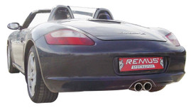 Remus Exhaust Rear Silencer Left/Right with 2 tail pipes 90 mm straight, rolled edge, chromed - Boxster 987