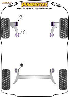 Powerflex Track Front Wishbone Rear Bushes - Polo MK6 (2018 - ) Chassis Code AW - PFF85-2002BLK