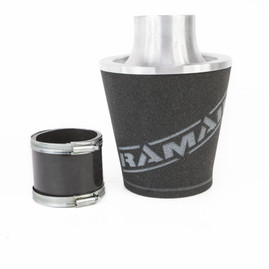 Ramair JS-175-80-SL-KIT 80mm OD Neck Silver Aluminium Base Cone Filter With Silicone Coupler