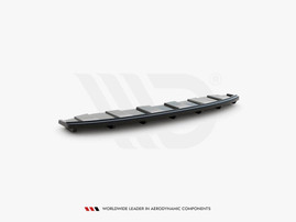 Maxton Design Gloss Black Central Rear Splitter (Vertical Bars) Audi A6 C7 S-Line Avant Exhaust 2X1 (2011-2014)