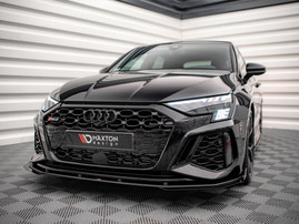Maxton Design Black + Gloss Flaps Street Pro Front Splitter V.1 (+Flaps) Audi RS3 8Y (2020-)