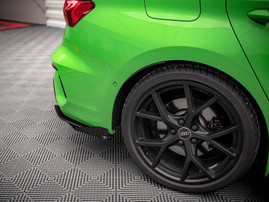 Maxton Design Black + Gloss Flaps Street Pro Rear Side Splitters (+Flaps) Audi RS3 Sedan 8Y (2020-)