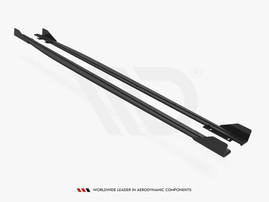 Maxton Design Black + Gloss Flaps Street Pro Side Skirts Diffusers (+Flaps) Audi RS3 Sedan 8Y (2020-)