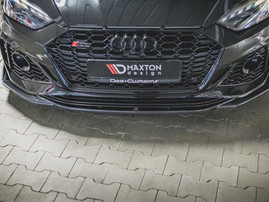 Maxton Design Gloss Black Front Splitter + Flaps V1 Audi Rs5 F5 Facelift (2020-)