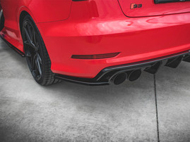 Maxton Design Gloss Black Rear Side Splitters Audi S3 Sedan 8V (2013-2016)