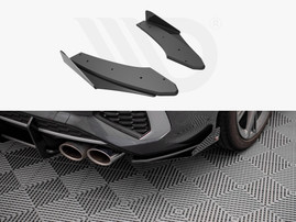 Maxton Design Black + Gloss Flaps Street Pro Rear Side Splitters (+Flaps) Audi S3 Sedan 8Y (2020-)