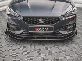 Maxton Design Black + Gloss Flaps Street Pro Front Splitter (+Flaps) Seat Leon Fr Mk4 (2020-)
