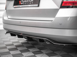 Maxton Design Gloss Black Central Rear Splitter (Vertical Bars) Skoda Fabia Combi Mk3 (2014-2019)