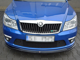 Maxton Design Gloss Black Front Splitter V.2 Skoda Octavia Mk2 VRS Facelift (2008-2013)