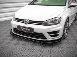 Maxton Design Black + Gloss Flaps Street Pro Front Splitter V.1 (+Flaps) VW Golf R Mk7 (2013-2016)