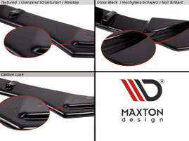 Maxton Design Gloss Black Central Rear Splitter VW Golf Mk7 R (With Vertical Bars) (2013-2016)