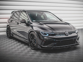 Maxton Design Gloss Black Front Splitter (+Flaps) V.2 VW Golf R Mk8 (2020-)