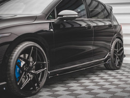 Maxton Design Gloss Black Side Skirts Diffusers (+Flaps) V.2 VW Golf R Mk8 (2020-)