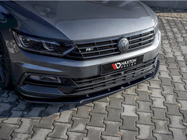 Maxton Design Gloss Black Front Splitter V.1 Volkswagen Passat R-Line B8 (2015-19)