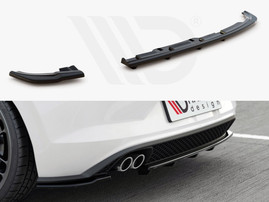 Maxton Design Gloss Black Central Rear Splitter (W/ Vertical Bars) VW Polo Mk6 GTI (2017-2021)