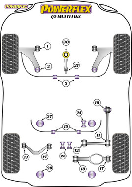 Powerflex Rear Subframe Rear Mounting Bush - Q2 4WD Quattro MULTI LINK - PFR85-828