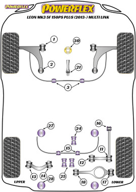 Powerflex Rear Subframe Front Mounting Bush - Leon MK3 5F 150PS plus (2013-) Multi Link - PFR85-827