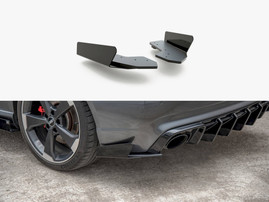 Maxton Design Street PRO Rear Side Splitters + Flaps Audi RS3 8V Sportback - Black-Red + Gloss Flaps