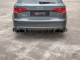 Maxton Design Street PRO Rear Side Splitters + Flaps Audi RS3 8V Sportback - Black-Red + Gloss Flaps