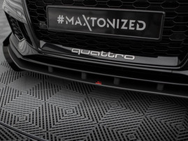 Maxton Design Street PRO Front Splitter V.1 + Flaps Audi RS3 Sedan 8V Facelift - Black-Red + Gloss Flaps