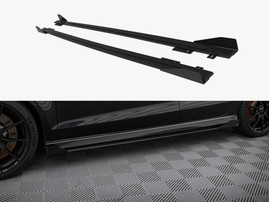 Maxton Design Street PRO Side Skirts Diffusers V.1 + Flaps Audi RS3 Sedan 8V Facelift - Black-Red + Gloss Flaps