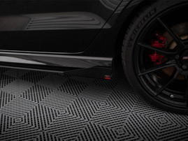 Maxton Design Street PRO Side Skirts Diffusers V.1 + Flaps Audi RS3 Sedan 8V Facelift - Black-Red + Gloss Flaps