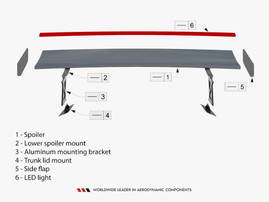 Maxton Design Carbon Spoiler With Internal Brackets Uprights V.1 + LED Porsche 718 Cayman GTS 982c