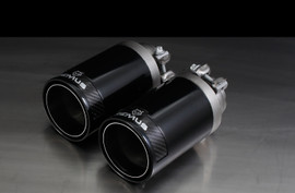 Remus Rear Silencer Left/Right with 2 tail pipes - 98 mm Black Chrome, straight, carbon insert - A4 B8 Saloon 2.0 TFSI Quattro 2008-