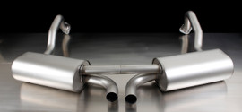 Remus Exhaust Rear Silencer Left/Right with 2 tail pipes 98 mm Black Chrome, straight, carbon insert, short - Boxster 981