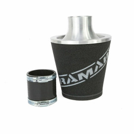 Ramair JS-175-70-SL-KIT 70mm OD Neck Silver Aluminium Base Cone Filter With Silicone Coupler