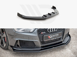 Maxton Design Black + Gloss Flaps Maxton Racing Front Splitter (+Flaps) Audi RS3 8V Sportback (2015-2016)