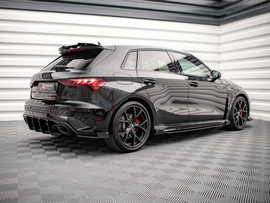 Maxton Design Black + Gloss Flaps Street Pro Side Skirts Diffusers (+Flaps) Audi RS3 Sportback 8Y (2020-)