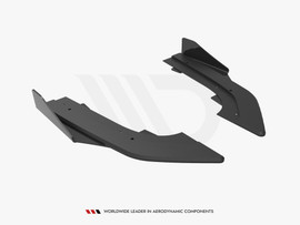 Maxton Design Black + Gloss Flaps Street Pro Rear Side Splitters (+Flaps) Audi RS3 Sedan 8Y (2020-)