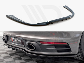 Maxton Design Gloss Black Central Rear Splitter (Vertical Bars) Porsche 911 Carrera 4S 992 (2019-)