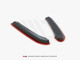 Maxton Design GLOSS BLACK (+RED) Rear Side Splitters V2 Seat Leon Mk 3.5 Cupra St (2017-)