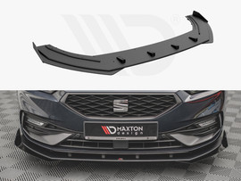Maxton Design Black + Gloss Flaps Street Pro Front Splitter (+Flaps) Seat Leon Fr Mk4 (2020-)