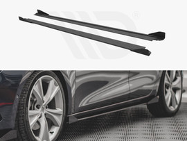 Maxton Design Black + Gloss Flaps Street Pro Side Skirts Diffusers (+Flaps) Seat Leon Fr Mk4 (2020-)