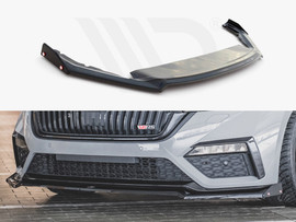 Maxton Design Gloss Black Front Splitter (+Flaps) V2 Skoda Octavia Rs Mk4 (2020-)