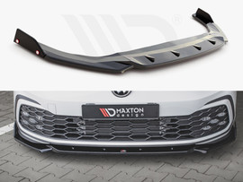 Maxton Design Gloss Black Front Splitter (+Flaps) V2 VW Golf 8 GTI / R-Line (2020-)